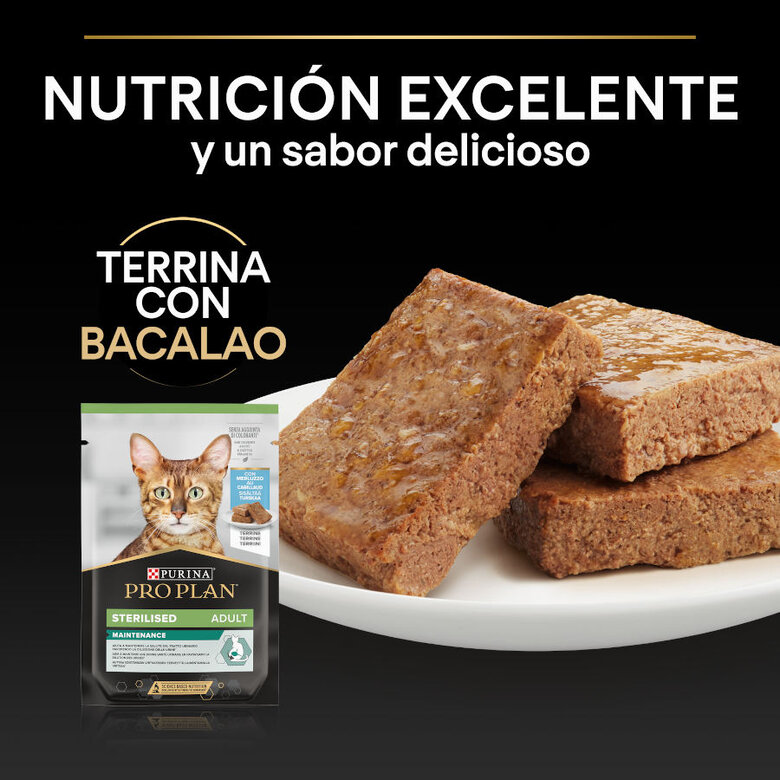 10 saquetas x 75 g Pro Plan Sterilised Adult Multipack Bacalhau em terrina para gatos ,  Imagem número 5 10 saquetas x 75 g Pro Plan Sterilised Adult Multipack Bacalhau em terrina para gatos , , large Imagem número 5